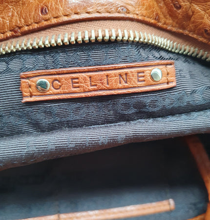 Celine ostrich leather shoulder bag
