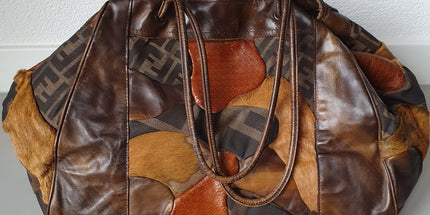 Fendi exotic leather patches shoulder bag