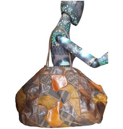 Fendi exotic leather patches shoulder bag