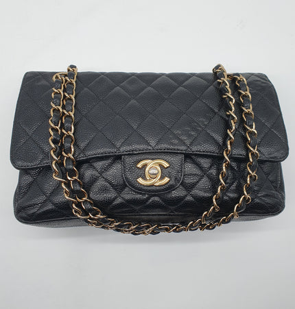 Chanel timeless classique double flap cavier leather bag