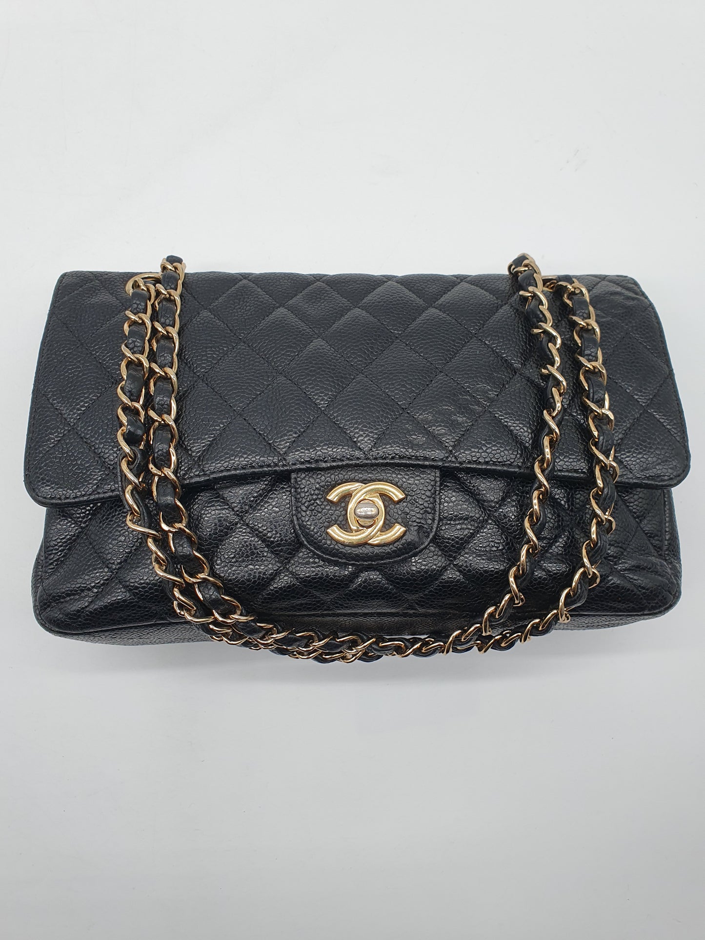 Chanel timeless classique double flap cavier leather bag