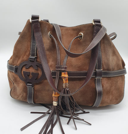 Gucci suede shoulder bag
