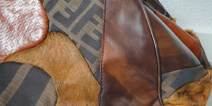 Fendi exotic leather patches shoulder bag