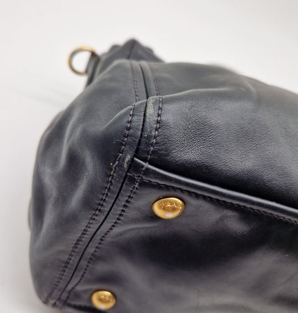 Prada double zipper leather bag