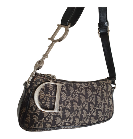 Dior mini saddle zipper denim shoulder bag