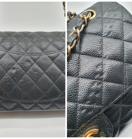 Chanel timeless classique double flap cavier leather bag