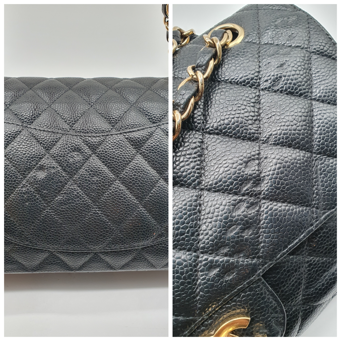 Chanel timeless classique double flap cavier leather bag