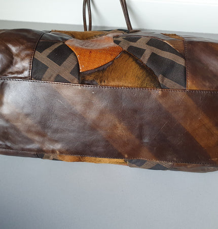 Fendi exotic leather patches shoulder bag