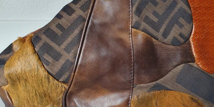 Fendi exotic leather patches shoulder bag