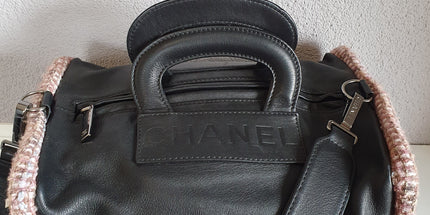 Chanel box leather and tweed bag
