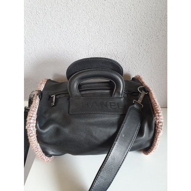 Chanel box leather and tweed bag