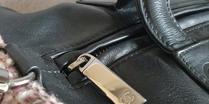 Chanel box leather and tweed bag