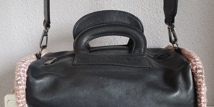 Chanel box leather and tweed bag