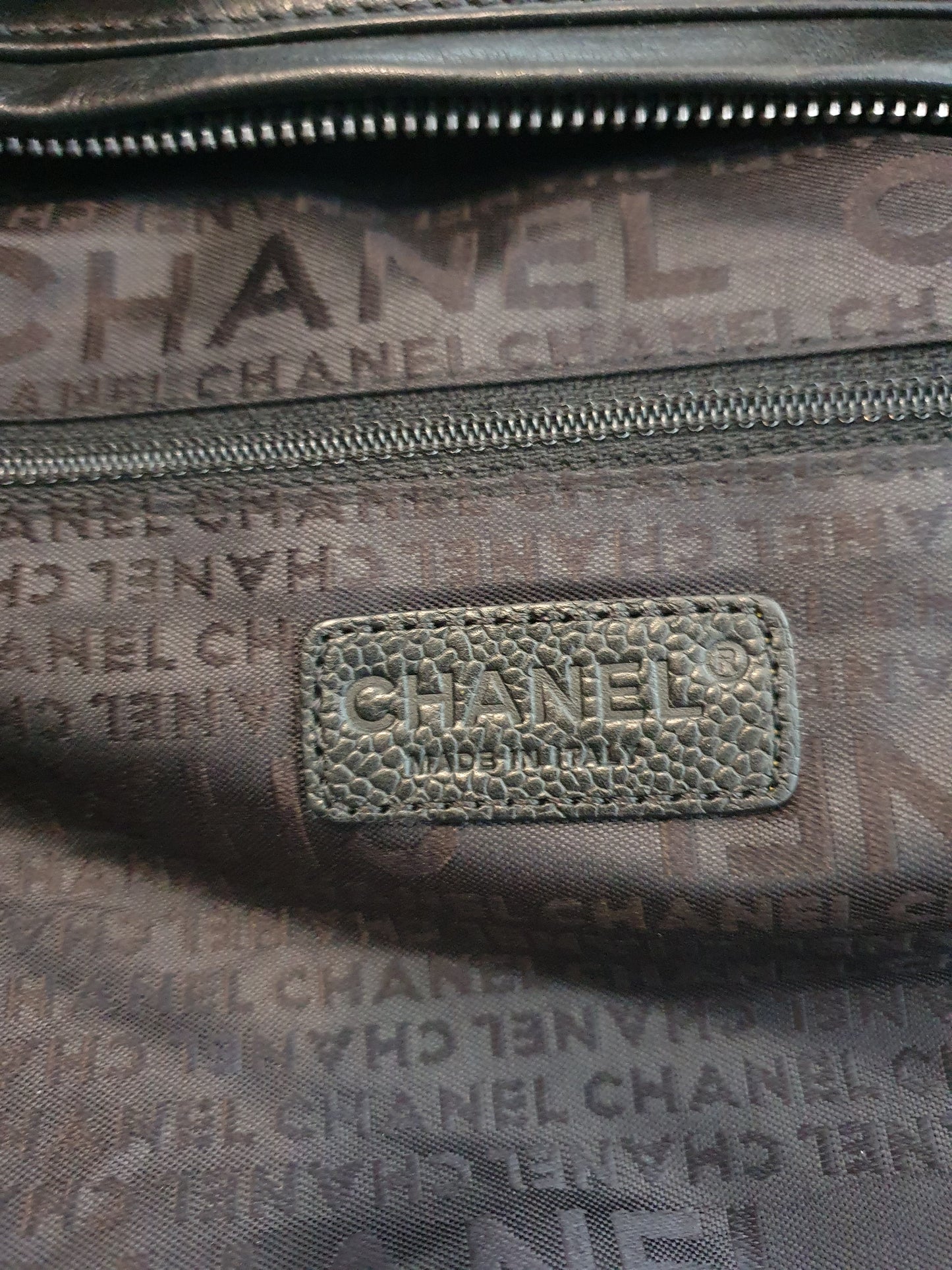 Chanel box leather and tweed bag