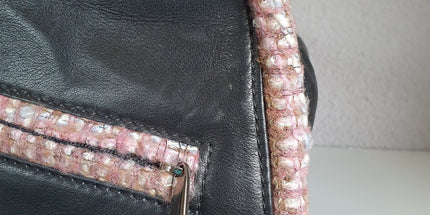 Chanel box leather and tweed bag