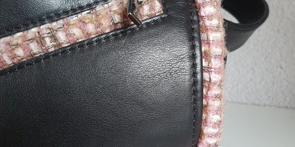Chanel box leather and tweed bag
