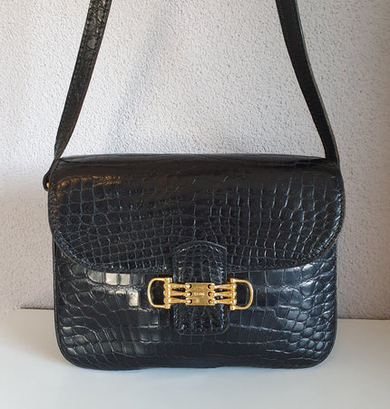 CELINE Triomphe Vintage-Umhängetasche aus Krokodilleder