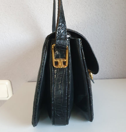 CELINE Triomphe Vintage-Umhängetasche aus Krokodilleder