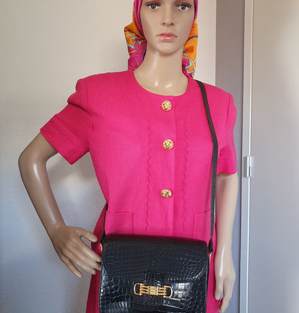 CELINE Triomphe Vintage-Umhängetasche aus Krokodilleder