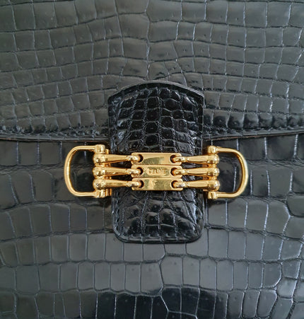 CELINE Triomphe Vintage-Umhängetasche aus Krokodilleder