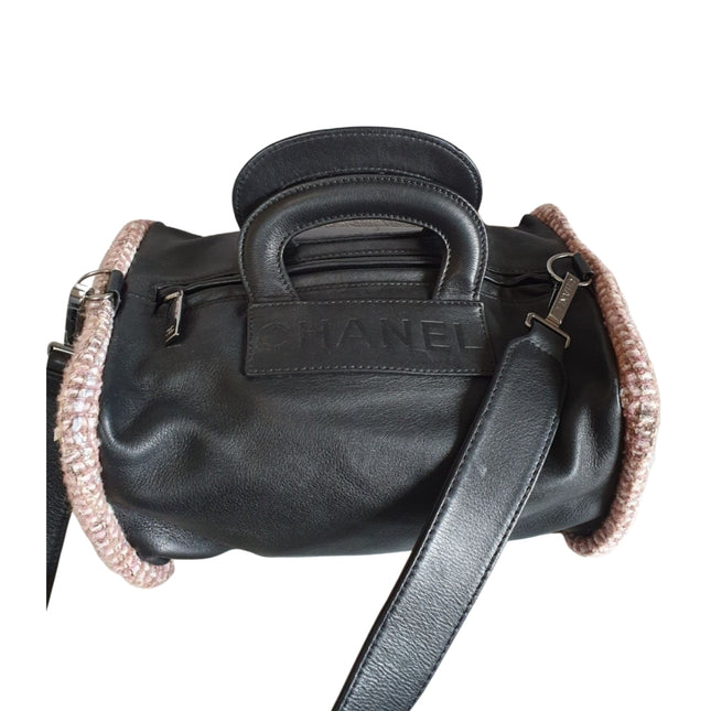 Chanel box leather and tweed bag