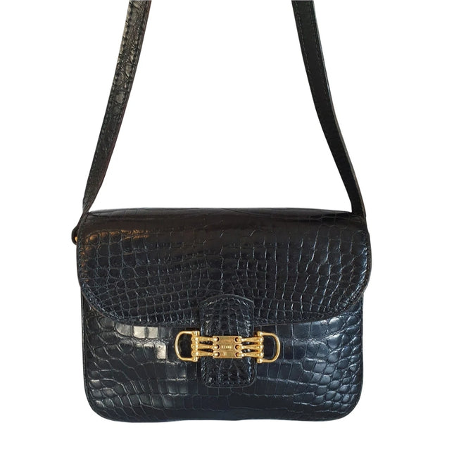 CELINE  triomphe vintage crocodile leather crossbody bag